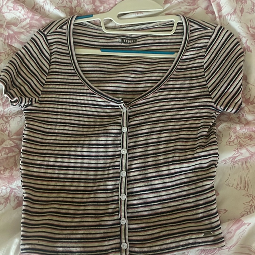 Striped cropped shirt size small
